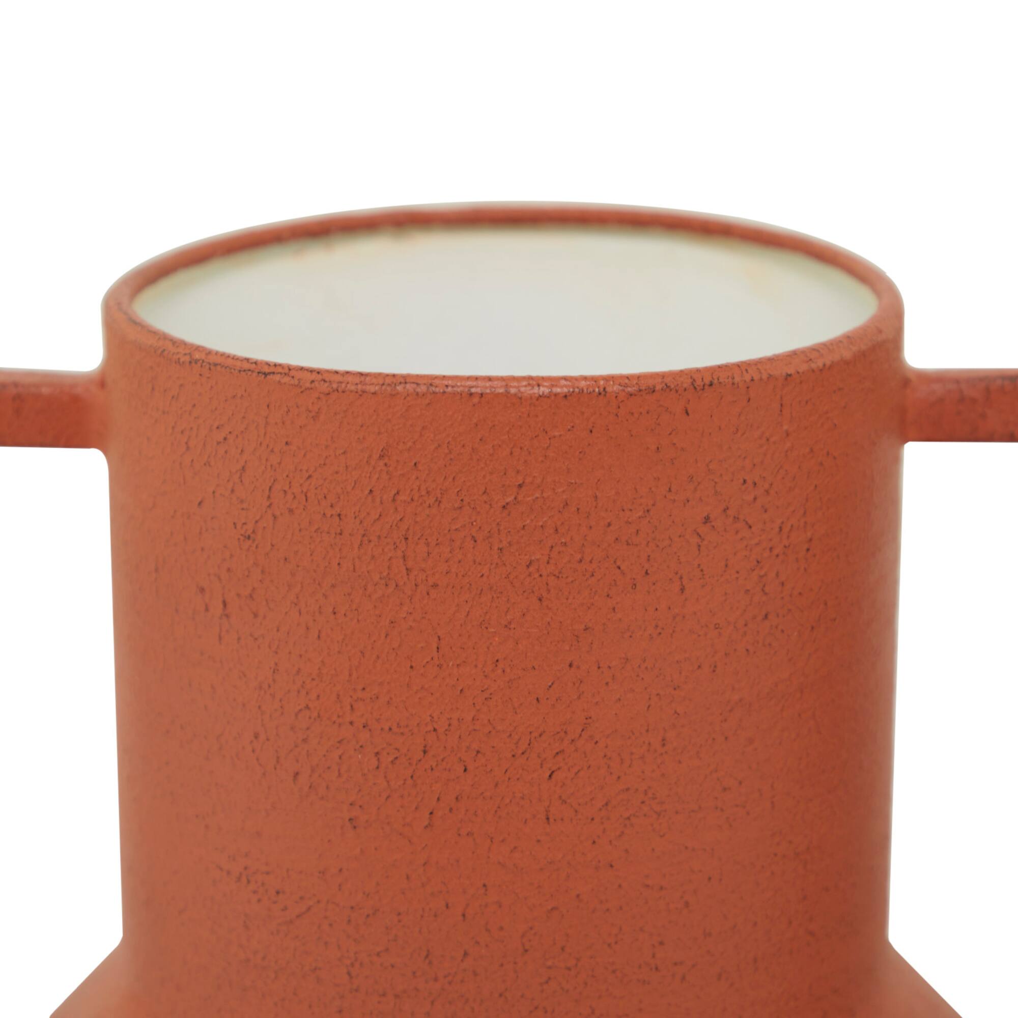 Orange Metal Vase with Handles Set of 2 11", 10"